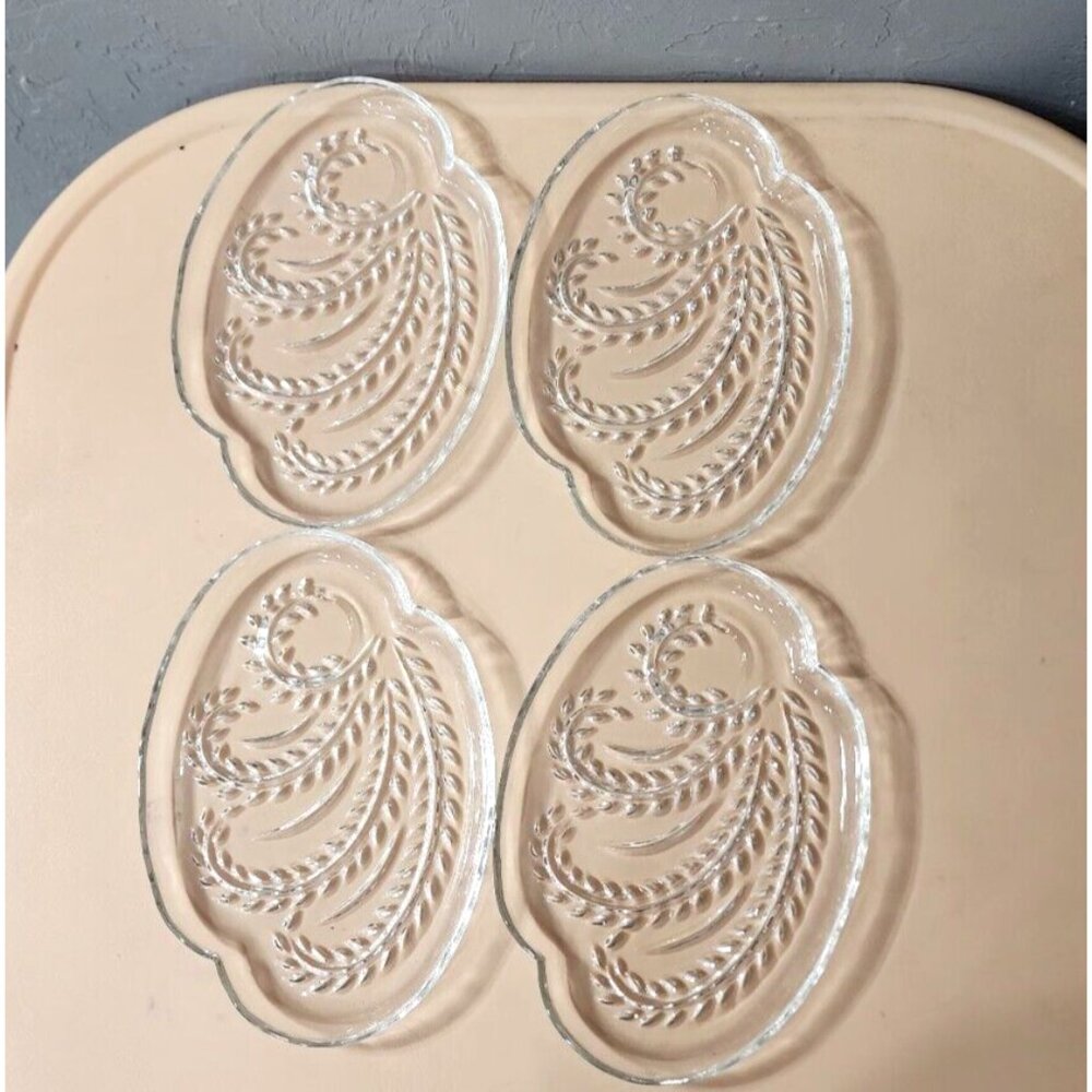 Vintage 1950'sFederal Glass Homestead‎ Hospitality Snack Trays Plates Set of 4